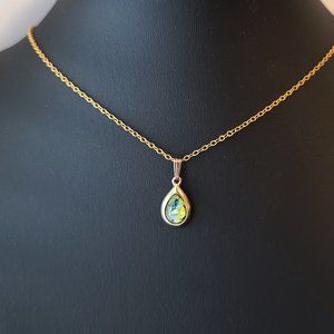 Vintage Ammolite / Synthetic Ammolite Pendant Necklace